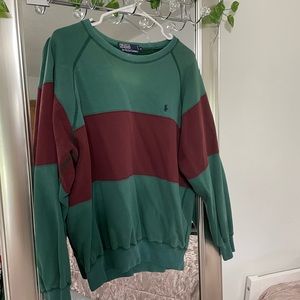 polo green and red striped sweatshirt